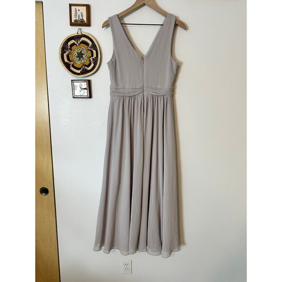 Lulus Women’s Sz Medium Chiffon Gray Long Dress Empire Waist Formal Wedding - Picture 1 of 5